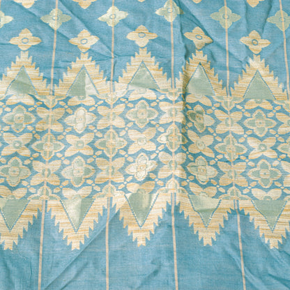 Sanskriti Vintage Blue Cotton Silk Dupatta Stole Tant Hand Woven Bengali Scarf