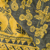 Sanskriti Vintage Yellow-Black Pure Silk Dupatta Stole Saura Tribal Art Odisha