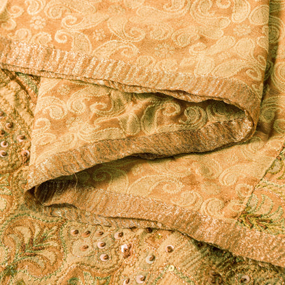 Sanskriti Vintage Orange Cotton Silk Dupatta Handbeaded Woven Paisley Stole Veil