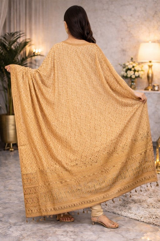 Sanskriti Vintage Orange Cotton Silk Dupatta Handbeaded Woven Paisley Stole Veil