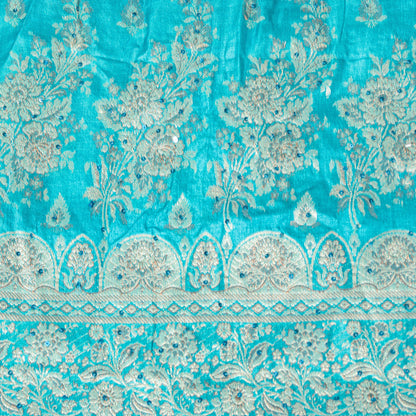 Sanskriti Vintage Pink-Blue Pure Silk Dupatta Stole Hand Woven Embroidered Veil