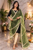Sanskriti Vintage Green Net Dupatta Stole Hand Embroidered Zari Zardozi Scarf