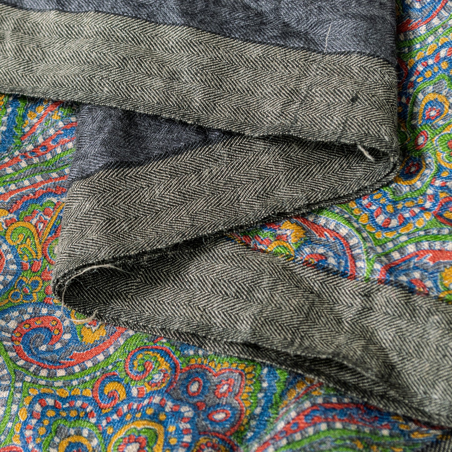 Sanskriti Vintage Grey Woolen Silk Dupatta Stole Paisley Woven Kashmir Scarf Vei