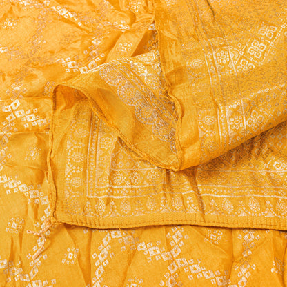 Sanskriti Vintage Yellow Pure Silk Dupatta Stole Banarasi Brocade Zari Handwoven
