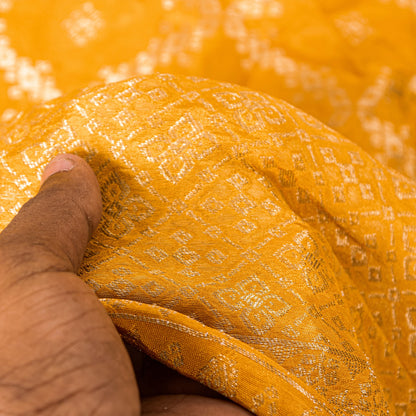 Sanskriti Vintage Yellow Pure Silk Dupatta Stole Banarasi Brocade Zari Handwoven