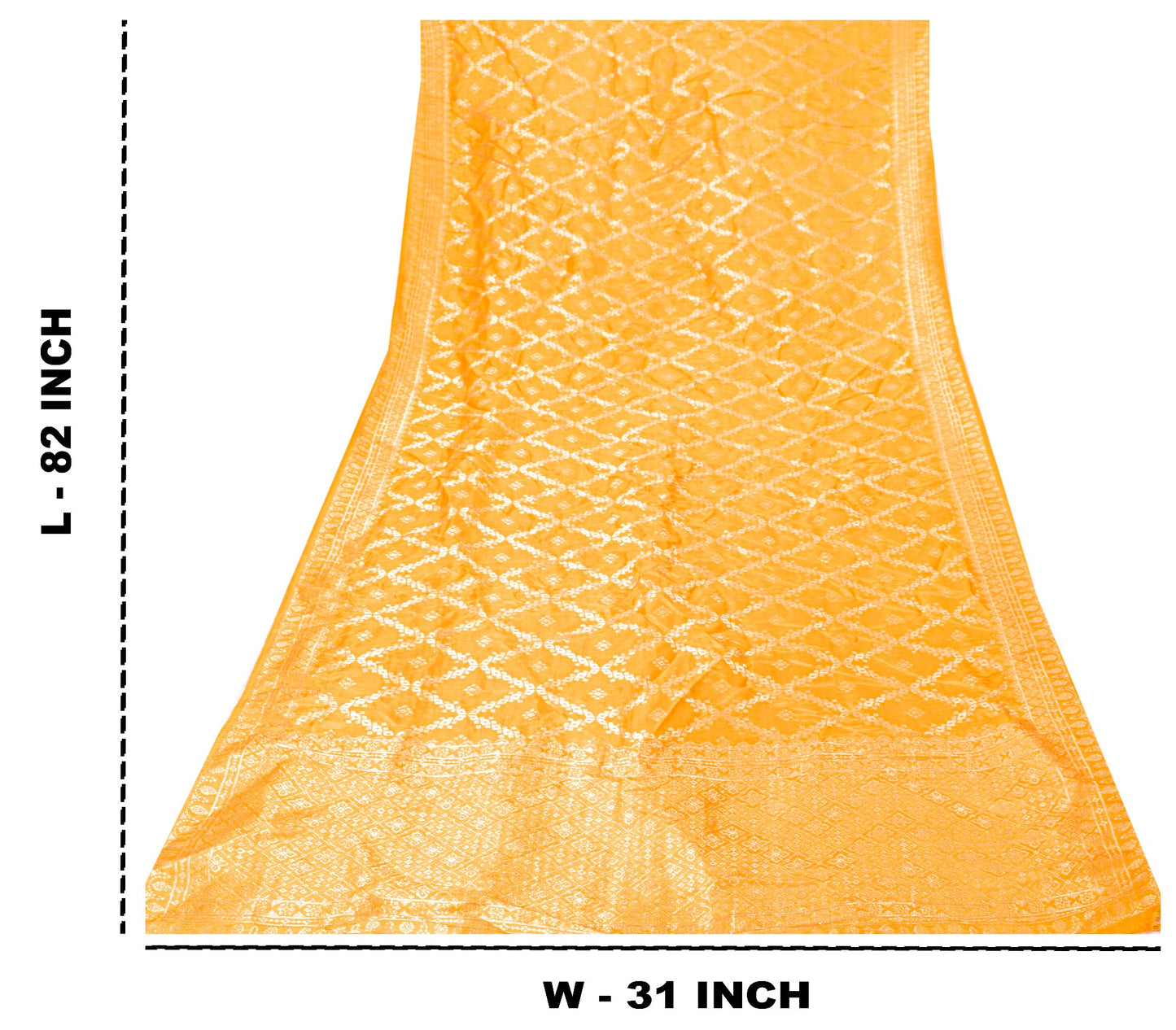 Sanskriti Vintage Yellow Pure Silk Dupatta Stole Banarasi Brocade Zari Handwoven