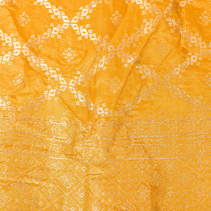Sanskriti Vintage Yellow Pure Silk Dupatta Stole Banarasi Brocade Zari Handwoven
