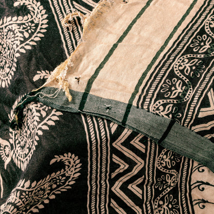 Sanskriti Vintage Cream Blend Woolen Dupatta Stole Sanganeri Block Printed Scarf