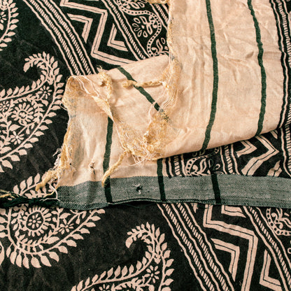 Sanskriti Vintage Cream Blend Woolen Dupatta Stole Sanganeri Block Printed Scarf