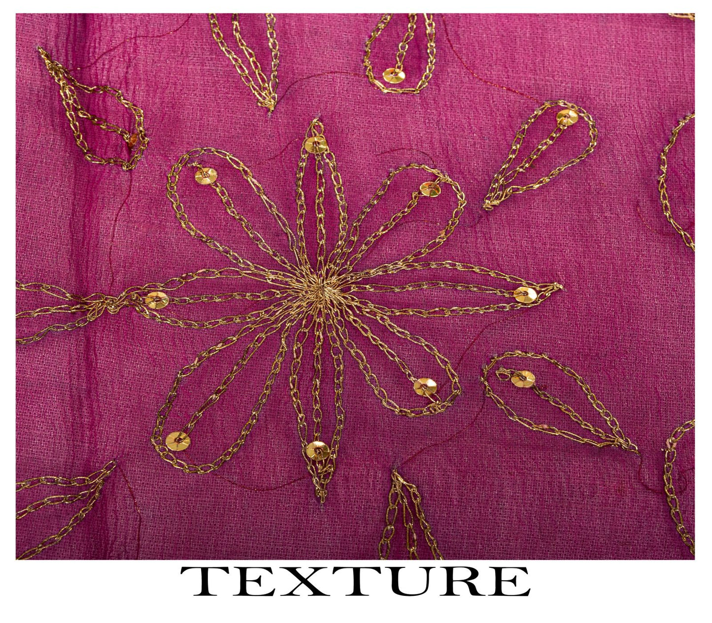 Sanskriti Vintage Dupatta/Stole Pink Pure Chiffon Embroidered Zari Sequns Veil