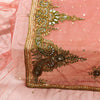 Sanskriti Vintage Peach Net Dupatta Long Stole Hand Beaded Zardozi Neck Scarves