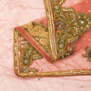 Sanskriti Vintage Peach Net Dupatta Long Stole Hand Beaded Zardozi Neck Scarves
