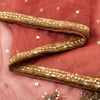 Sanskriti Vintage Peach Net Dupatta Long Stole Hand Beaded Zardozi Neck Scarves