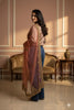Sanskriti Vintage Peach Net Dupatta Long Stole Hand Beaded Zardozi Neck Scarves