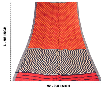 Sanskriti Vintage Red Pure Woolen Dupatta Zig Zag Circle Printed Neck Stole Veil