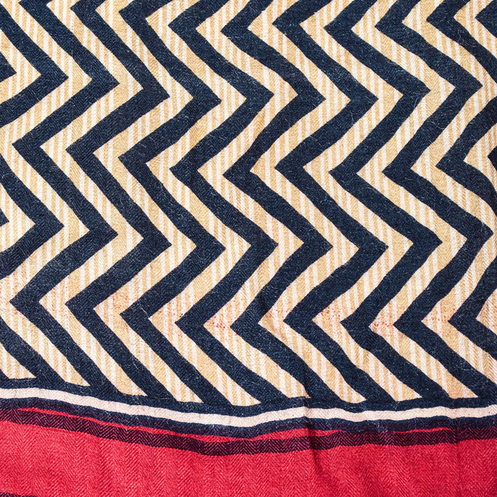 Sanskriti Vintage Red Pure Woolen Dupatta Zig Zag Circle Printed Neck Stole Veil