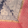 Sanskriti Vintage Cream-Blue Blend Cotton Dupatta Kalamakari Mirror Neck Stole