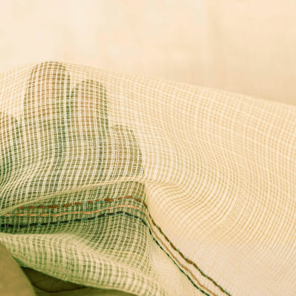 Sanskriti Vintage Cream Pure Cotton Kota Woven Dupatta Handmade Kantha Stole