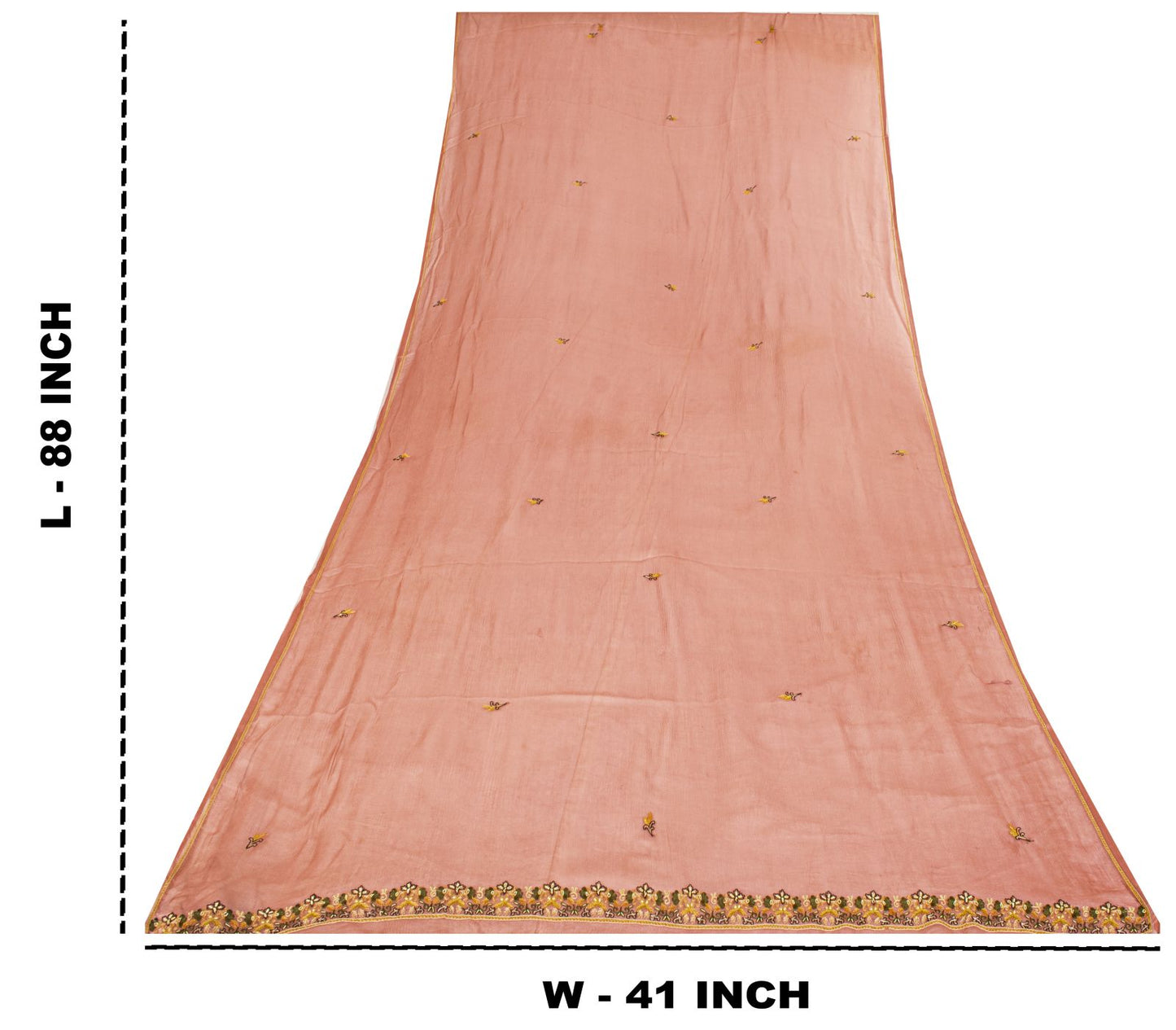 Sanskriti Vintage Peach Pure Chiffon Silk Embroidered Dupatta/Stole Wedding Veil