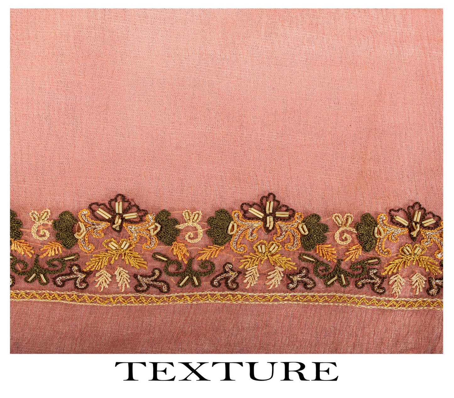 Sanskriti Vintage Peach Pure Chiffon Silk Embroidered Dupatta/Stole Wedding Veil
