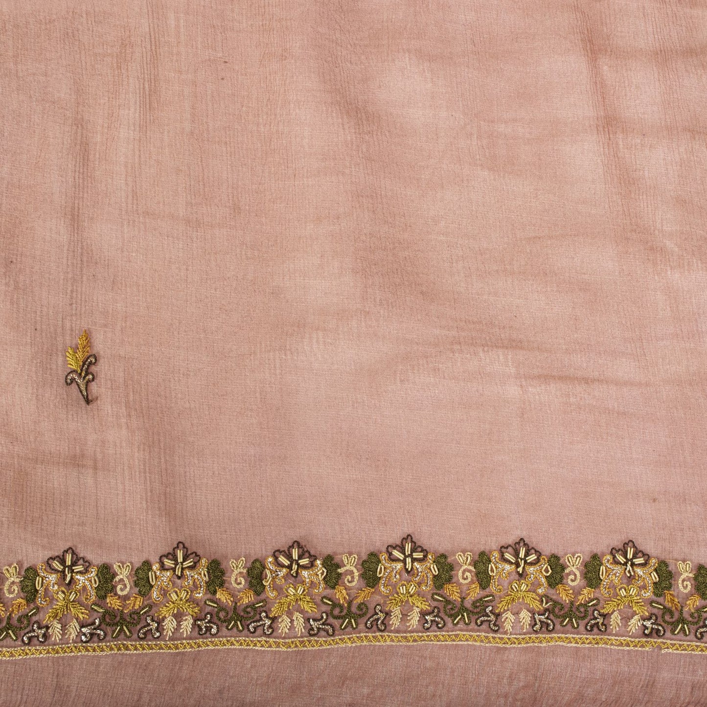 Sanskriti Vintage Peach Pure Chiffon Silk Embroidered Dupatta/Stole Wedding Veil
