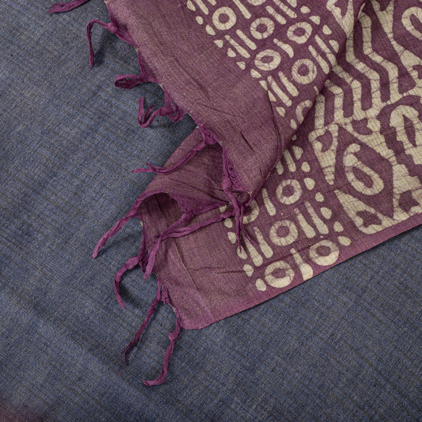 Sanskriti Vintage Dupatta/Stole Dark Blue Blend Cotton Batik Work Bollywood Veil