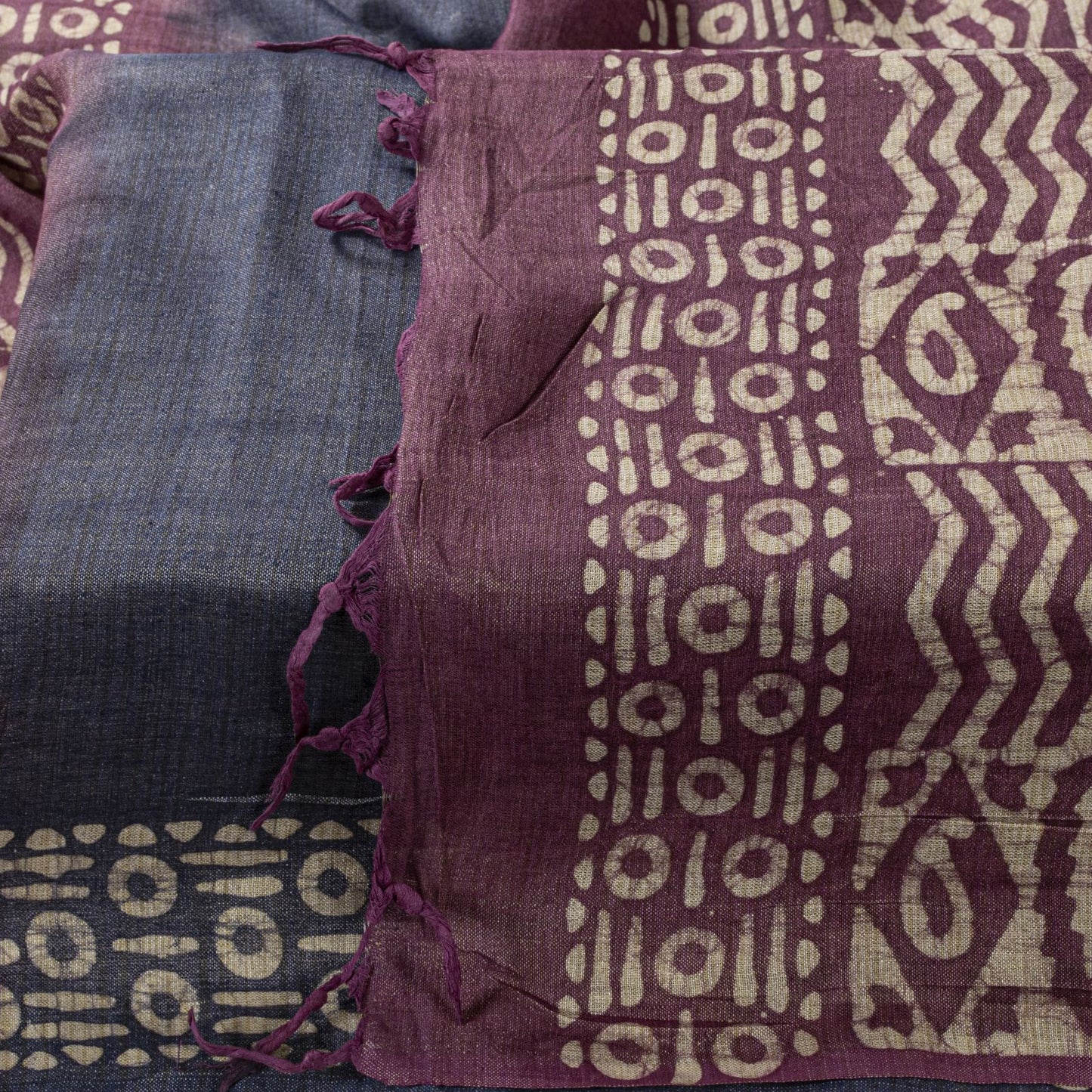 Sanskriti Vintage Dupatta/Stole Dark Blue Blend Cotton Batik Work Bollywood Veil