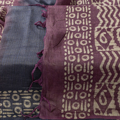 Sanskriti Vintage Dupatta/Stole Dark Blue Blend Cotton Batik Work Bollywood Veil