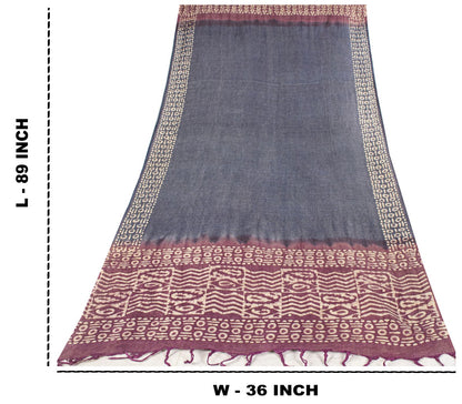 Sanskriti Vintage Dupatta/Stole Dark Blue Blend Cotton Batik Work Bollywood Veil