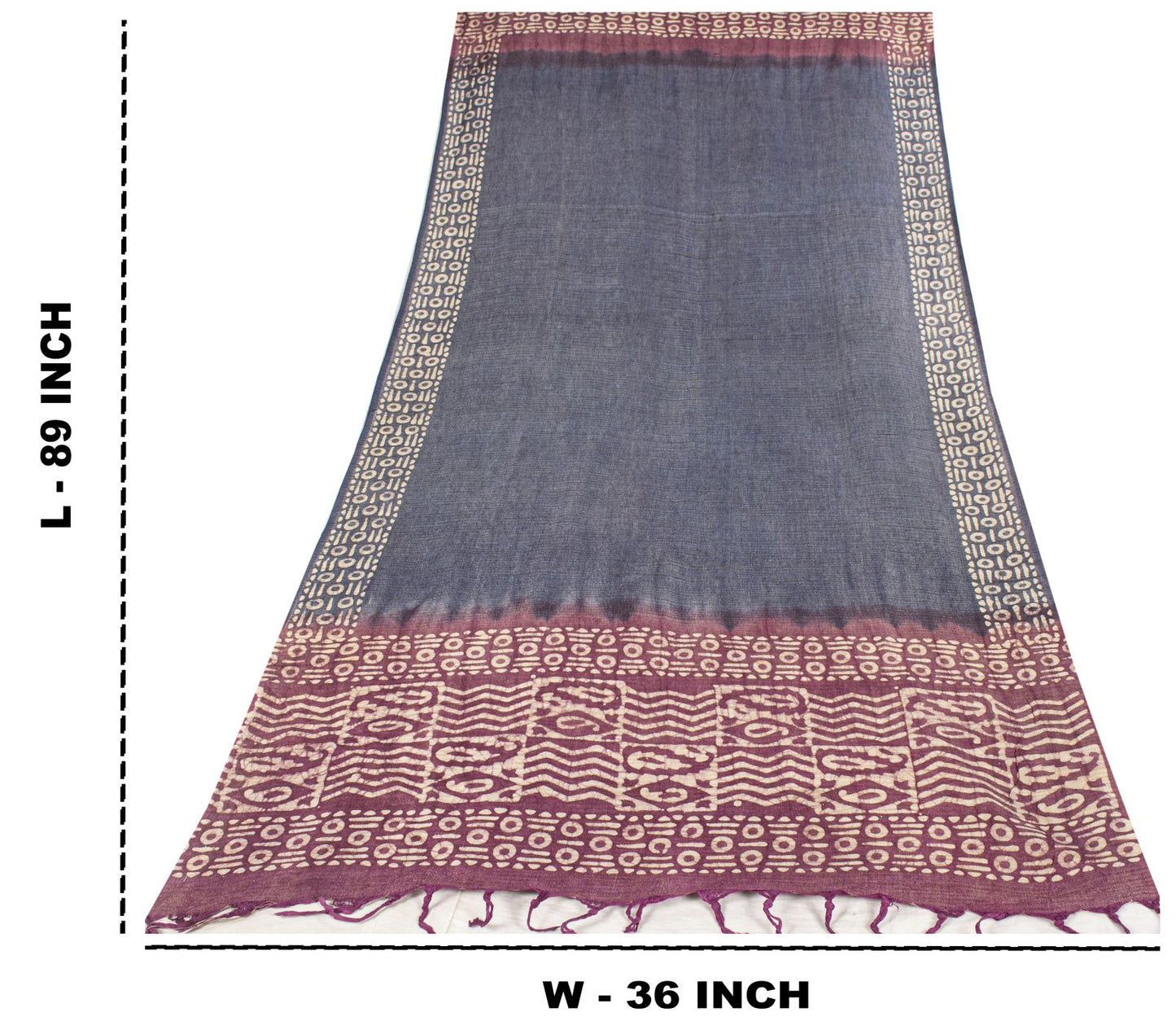 Sanskriti Vintage Dupatta/Stole Dark Blue Blend Cotton Batik Work Bollywood Veil
