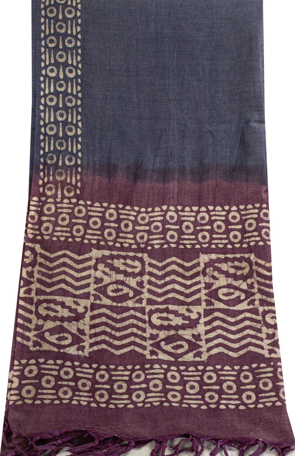 Sanskriti Vintage Dupatta/Stole Dark Blue Blend Cotton Batik Work Bollywood Veil