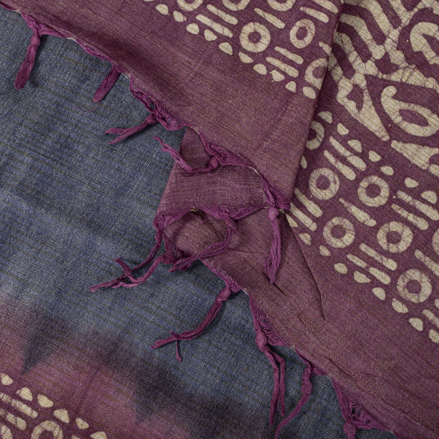 Sanskriti Vintage Dupatta/Stole Dark Blue Blend Cotton Batik Work Bollywood Veil