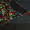Sanskriti Vintage Black Pure Georgette Silk Dupatta Hand Embroidery Kantha Stole