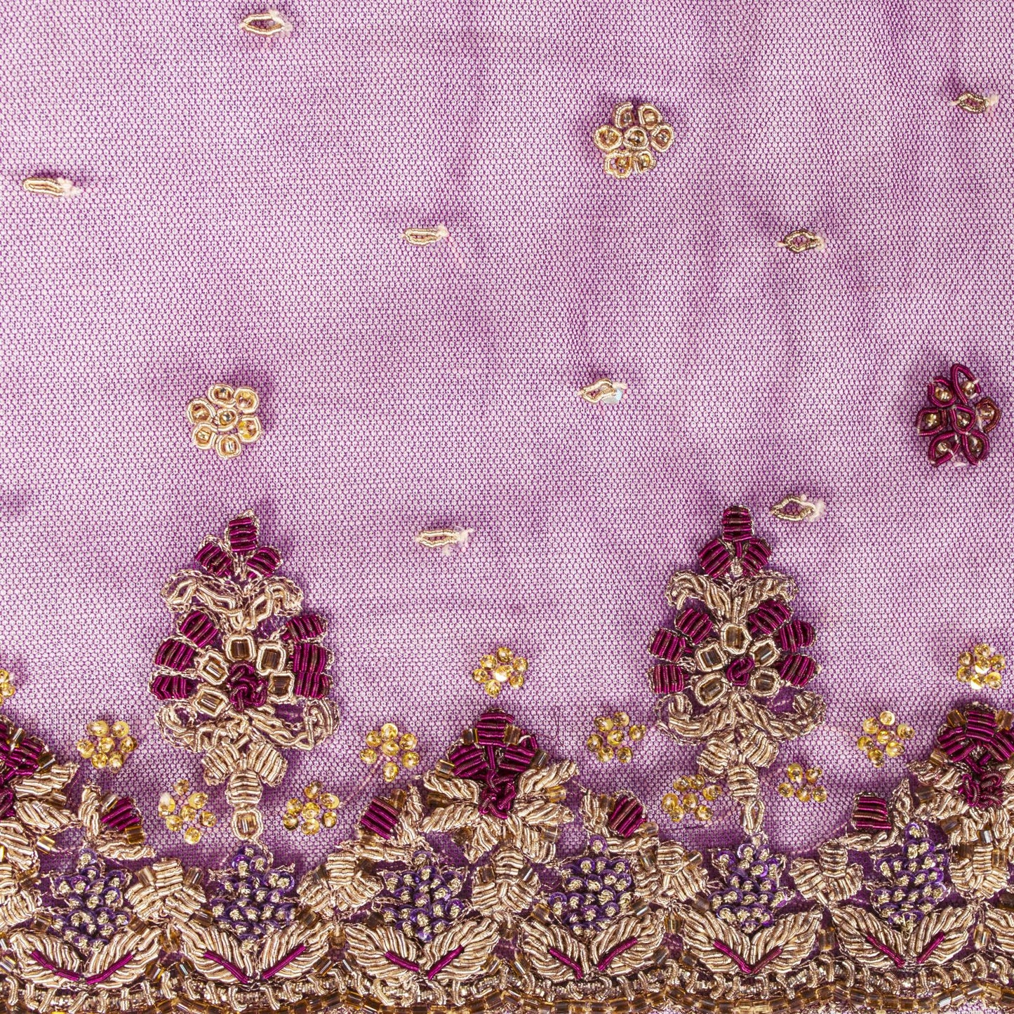 Sanskriti Vintage Purple Net Dupatta Stole Hand Embroidered Zardozi Zari Veil