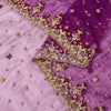 Sanskriti Vintage Purple Net Dupatta Stole Hand Embroidered Zardozi Zari Veil