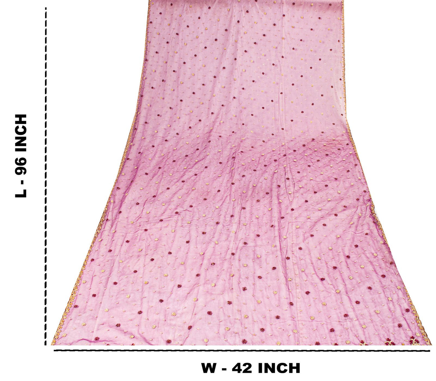 Sanskriti Vintage Purple Net Dupatta Stole Hand Embroidered Zardozi Zari Veil