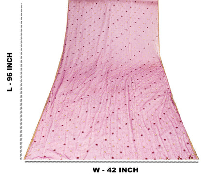 Sanskriti Vintage Purple Net Dupatta Stole Hand Embroidered Zardozi Zari Veil