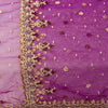 Sanskriti Vintage Purple Net Dupatta Stole Hand Embroidered Zardozi Zari Veil