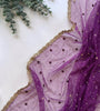Sanskriti Vintage Purple Net Dupatta Stole Hand Embroidered Zardozi Zari Veil