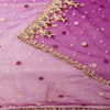 Sanskriti Vintage Purple Net Dupatta Stole Hand Embroidered Zardozi Zari Veil
