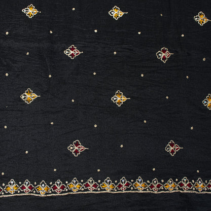 Sanskriti Vintage Black Soft Pure Chiffon Dupatta Stole Embroidered Sequins Veil