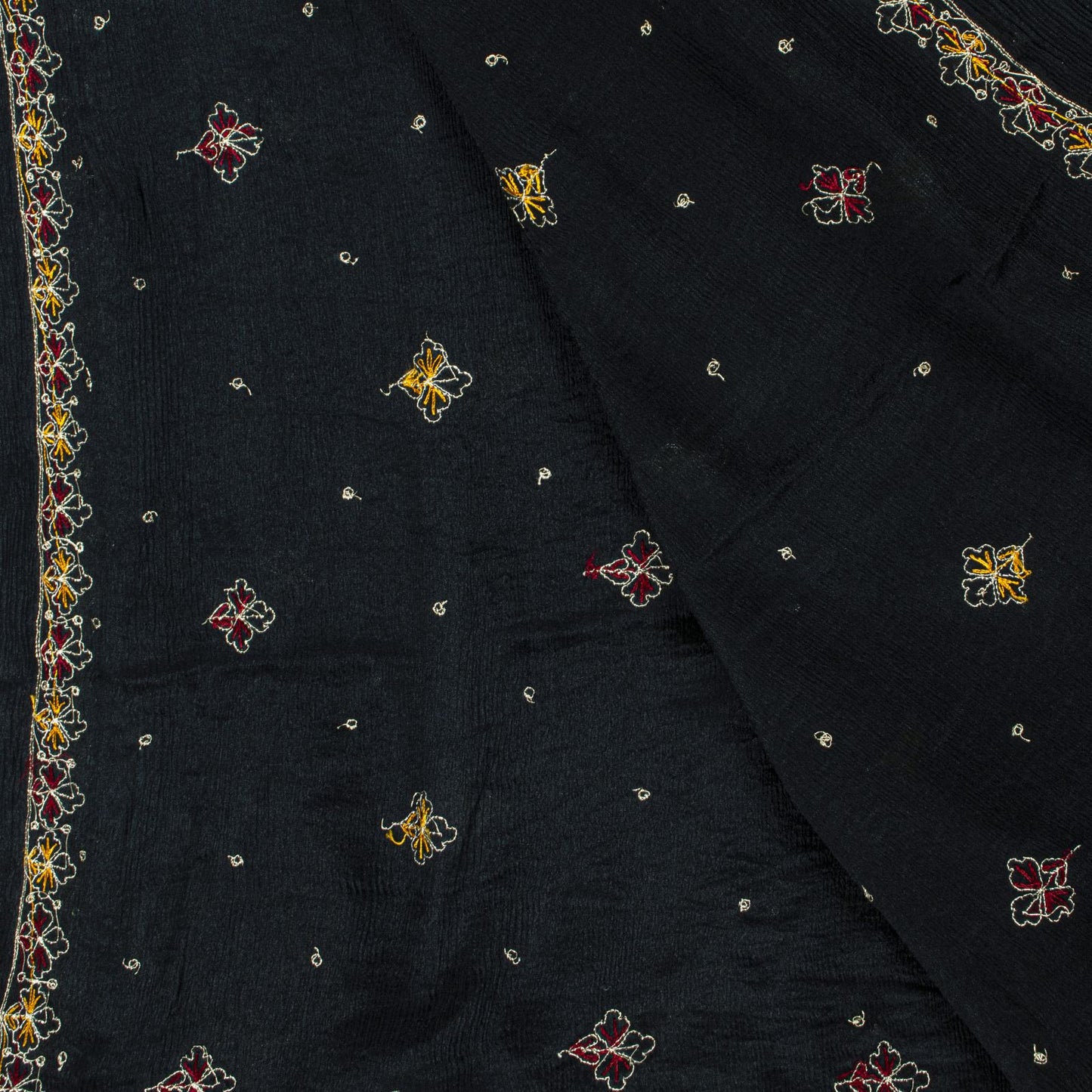 Sanskriti Vintage Black Soft Pure Chiffon Dupatta Stole Embroidered Sequins Veil