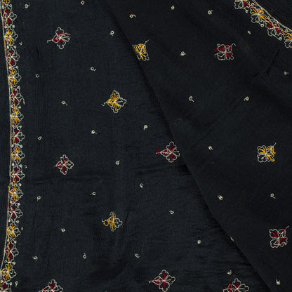 Sanskriti Vintage Black Soft Pure Chiffon Dupatta Stole Embroidered Sequins Veil