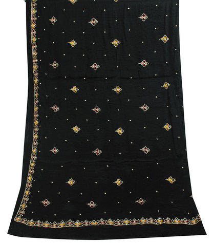 Sanskriti Vintage Black Soft Pure Chiffon Dupatta Stole Embroidered Sequins Veil