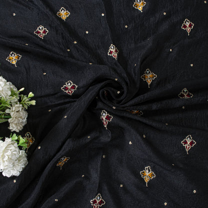 Sanskriti Vintage Black Soft Pure Chiffon Dupatta Stole Embroidered Sequins Veil