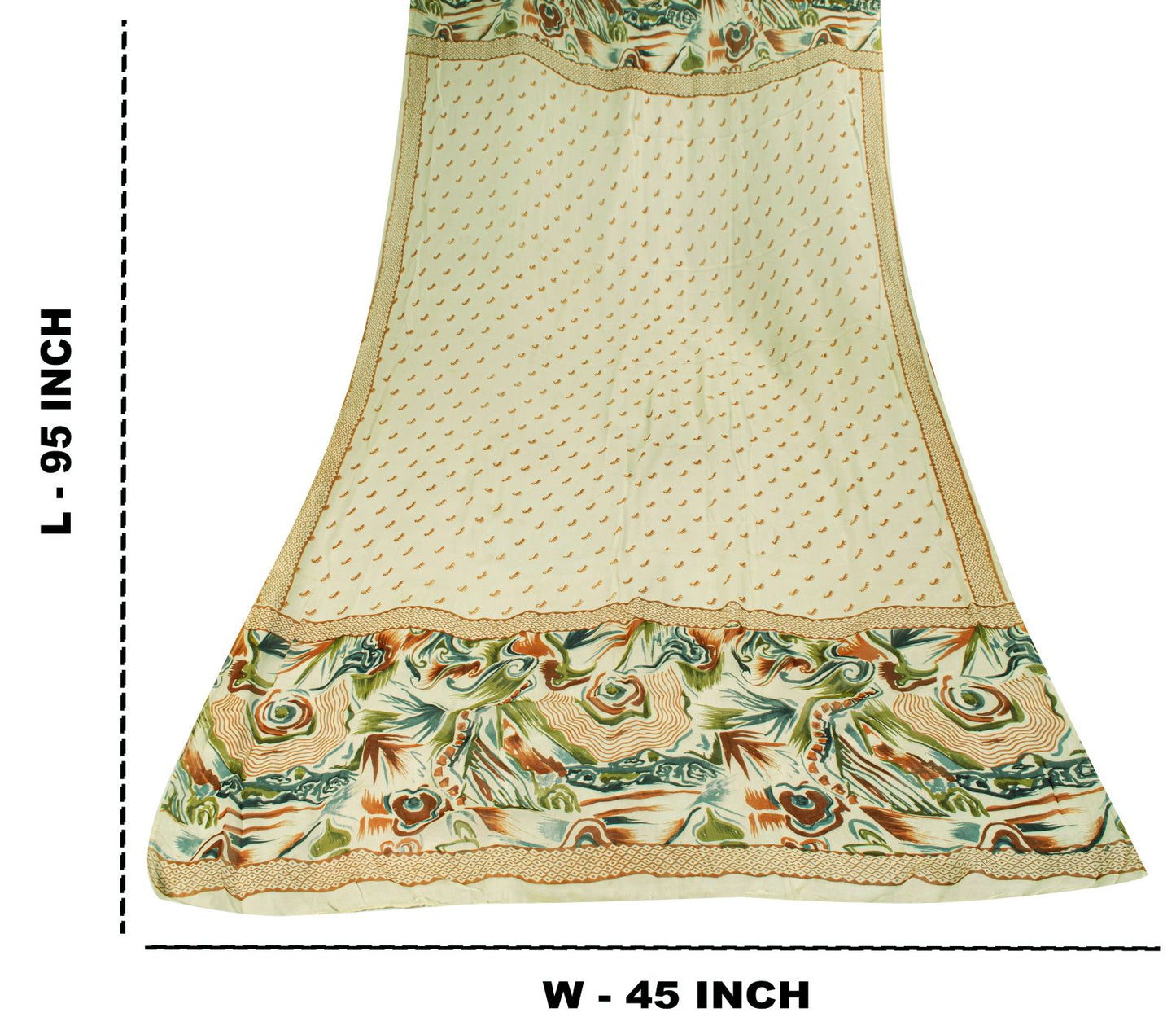 Sanskriti Vintage Dupatta Stole Cream Pure Georgette Silk Floral Printed Veil