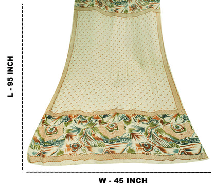 Sanskriti Vintage Dupatta Stole Cream Pure Georgette Silk Floral Printed Veil