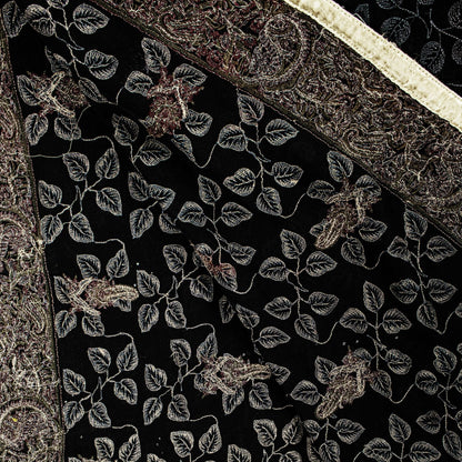 Sanskriti Vintage Black Pure Georgette Silk Dupatta Stole Embroidered Wrap Veil