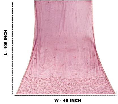 Sanskriti Vintage Purple Net Dupatta Stole Hand Embroidered Zari Zardozi Veil