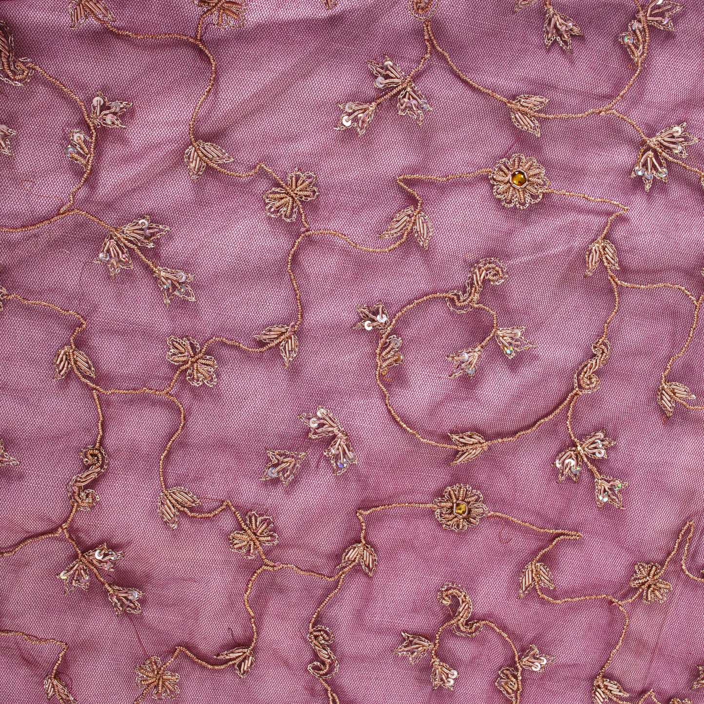 Sanskriti Vintage Purple Net Dupatta Stole Hand Embroidered Zari Zardozi Veil